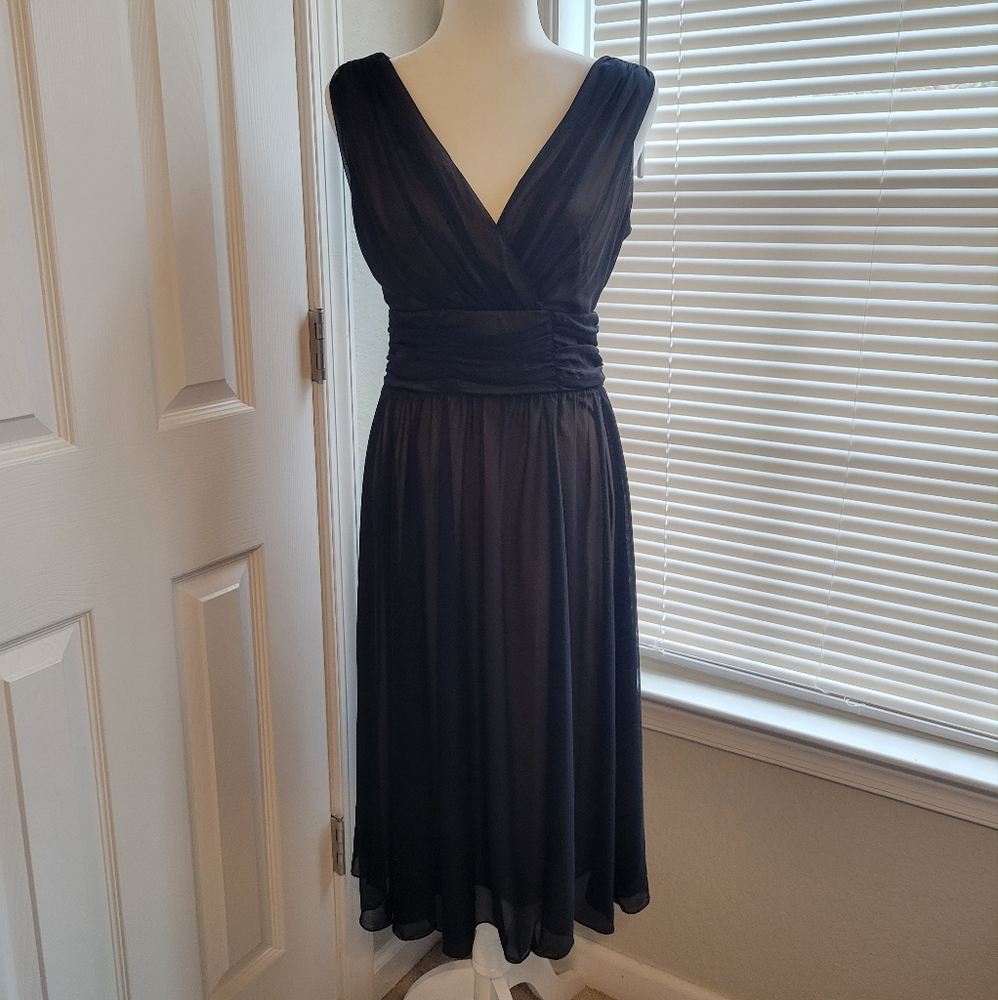 Cocktail dress nude underlay under sheer black